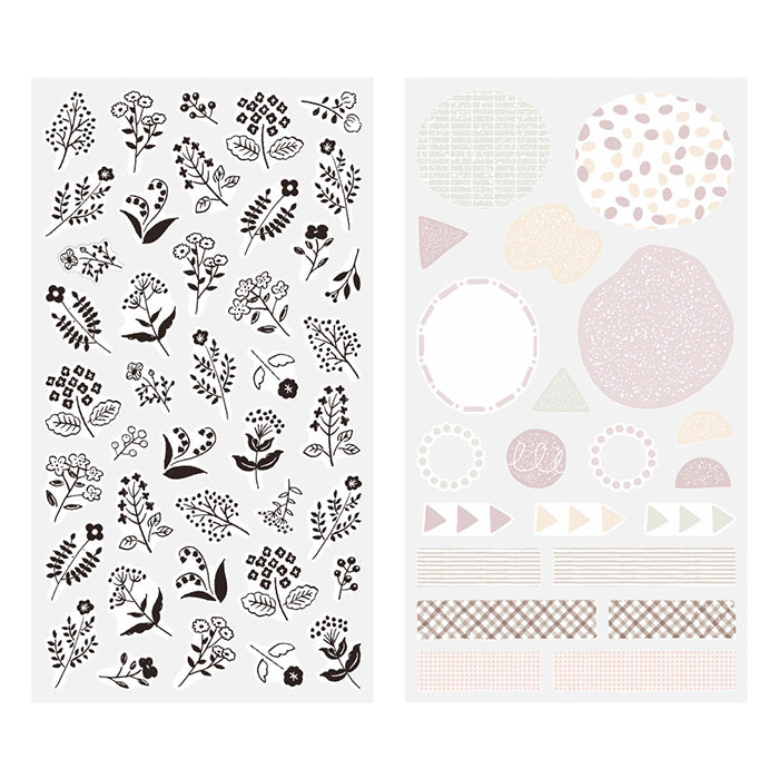 Midori Double Sheet Sticker Set - 2642 Two Sheets Monotone Flower