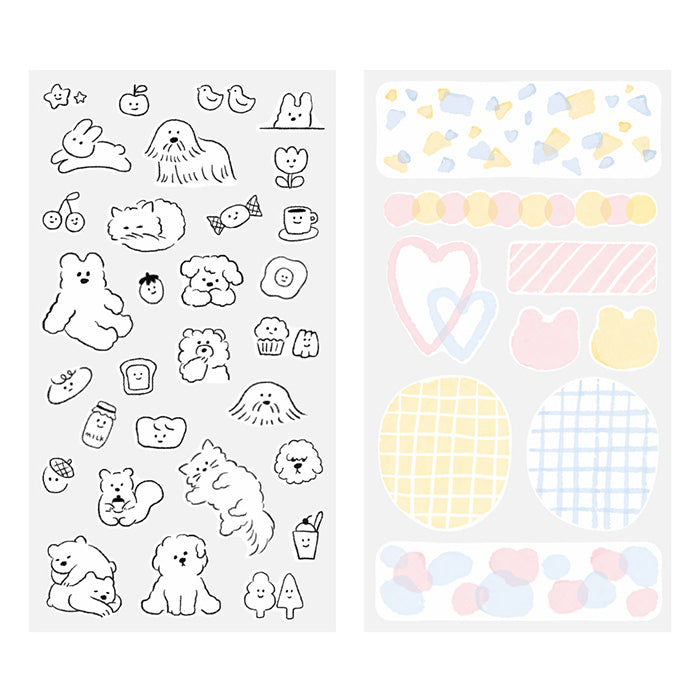 Midori Double Sheet Sticker Set - 2644 Two Sheets Cute Motif