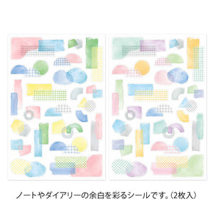 Midori Sticker 2 Sheets Yuru Log - Collage Watercolor Motif