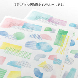 Midori Sticker 2 Sheets Yuru Log - Collage Watercolor Motif