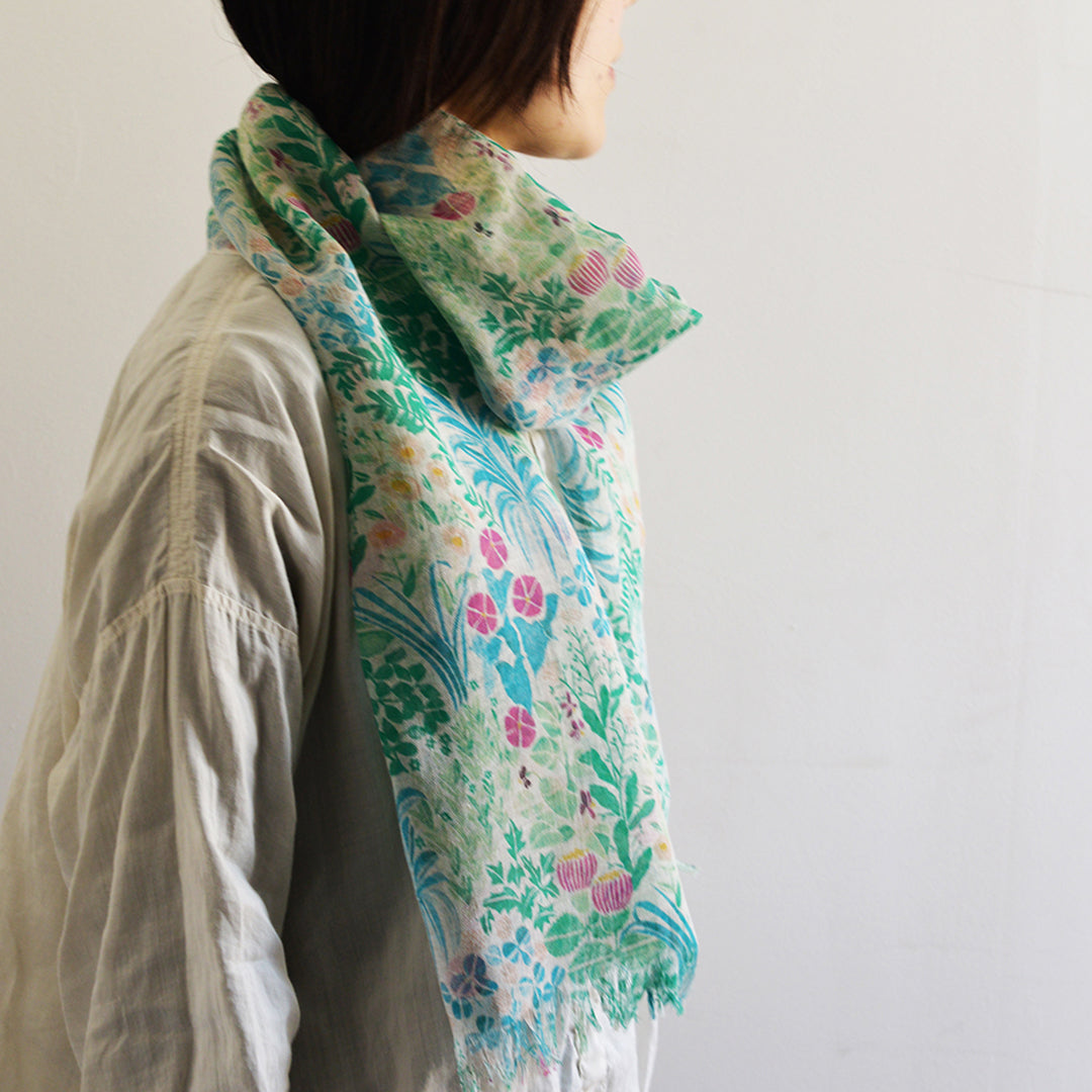 Classiky x Ten to Sen Linen Gauze Stole - Windowside Garden