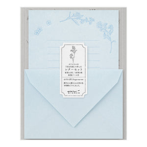 Midori Letter Writing Set - 317 Flower Color Washi Paper Blue
