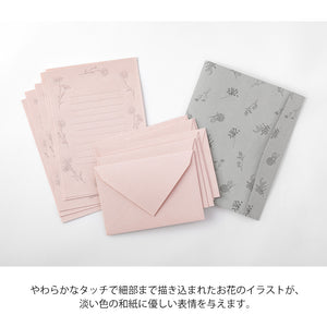 Midori Letter Writing Set - 929 Flower Color Washi Paper Pink A