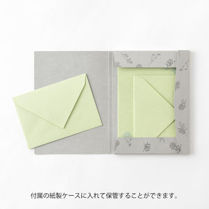 Midori Letter Writing Set - 931 Flower Color Washi Paper Green A