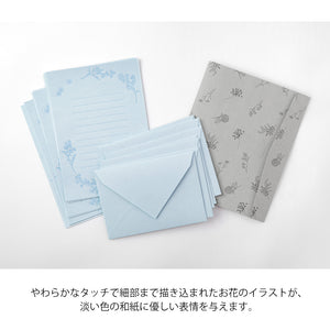 Midori Letter Writing Set - 932 Flower Color Washi Paper Blue A