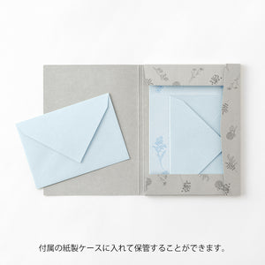Midori Letter Writing Set - 932 Flower Color Washi Paper Blue A