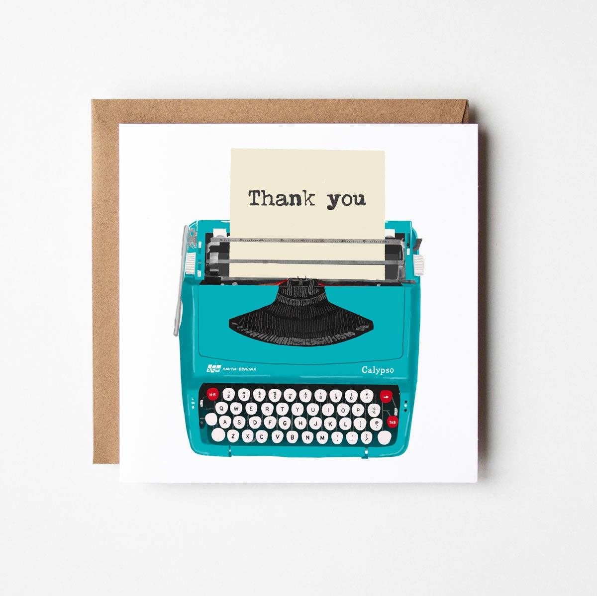 Design Smith - Thank you Typewriter - blank greetings card