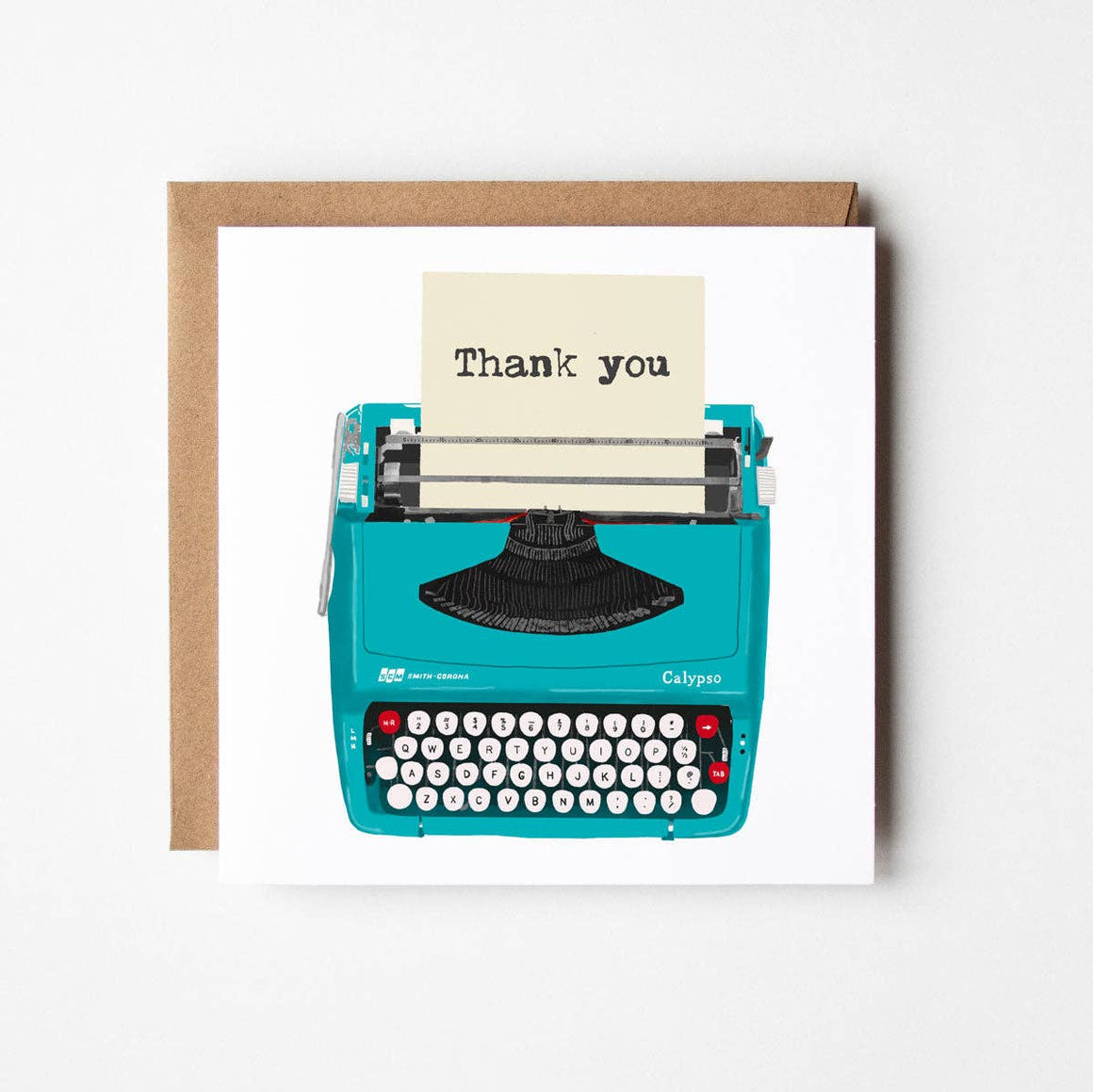 Design Smith - Thank you Typewriter - blank greetings card
