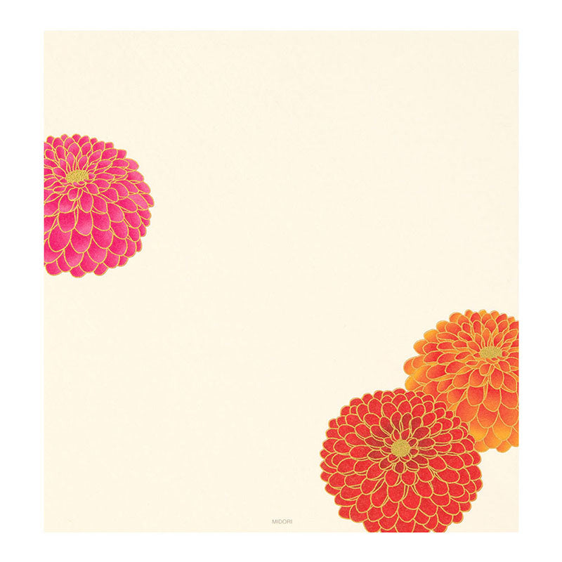 Midori Letter Pad - 183 Silk-Printing Pompon Chrysanthemum