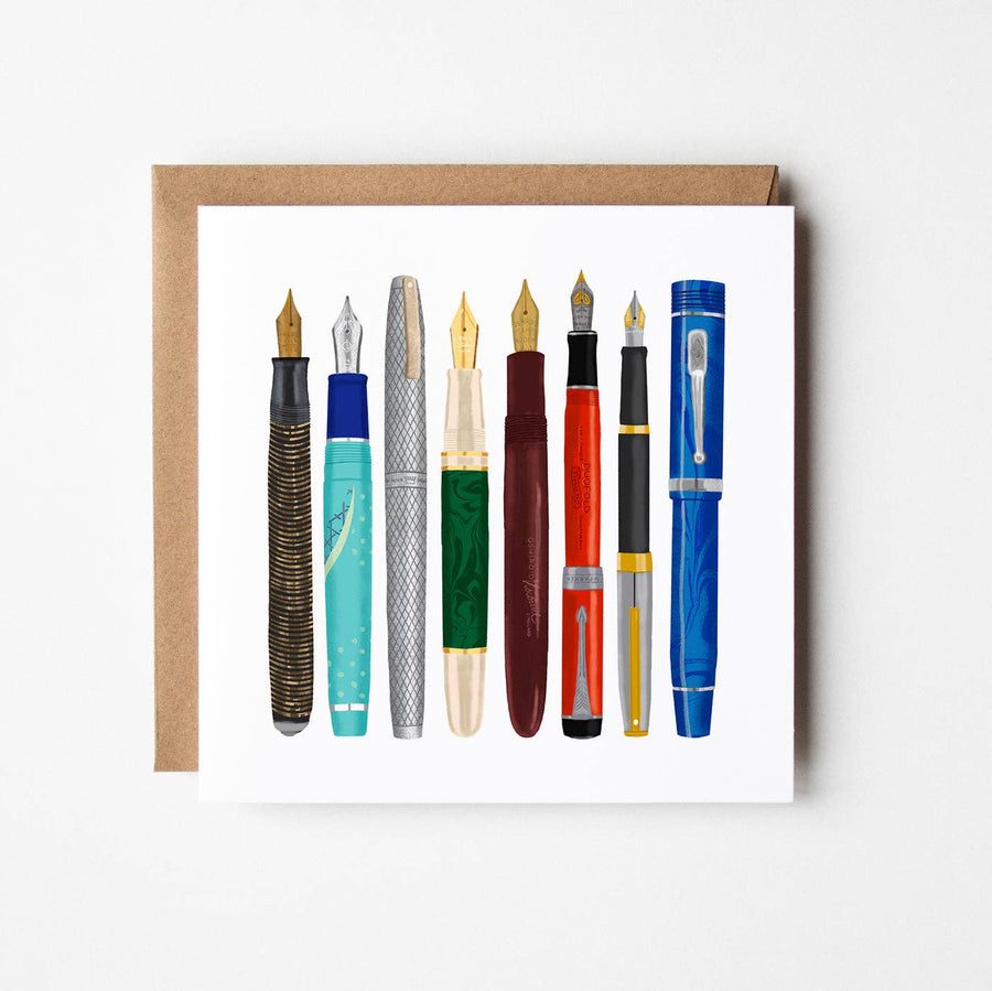 Design Smith - Vintage Pens - blank greetings card