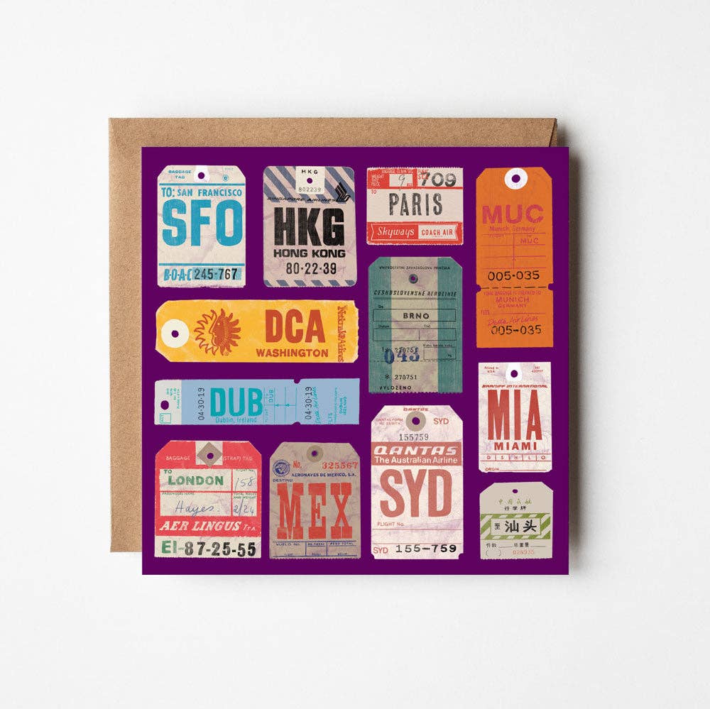Design Smith - Travel Tickets - blank greetings card