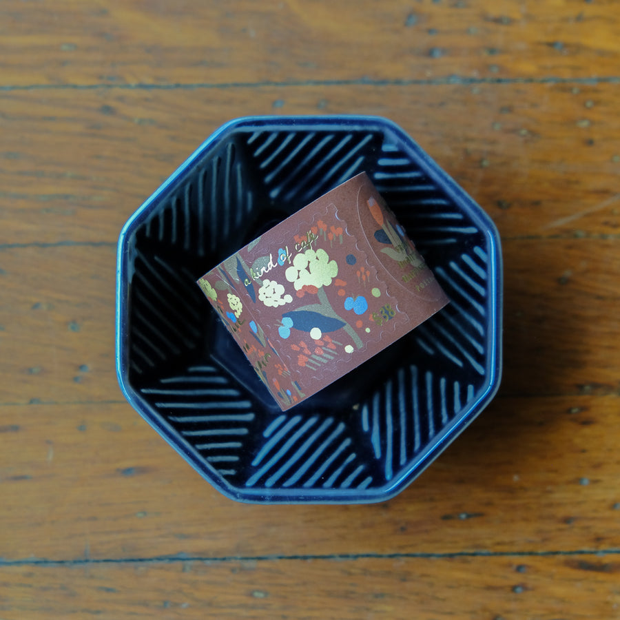 A Kind of Cafe Label Roll Sticker - Pompon Flower Foil Stamp Sticker