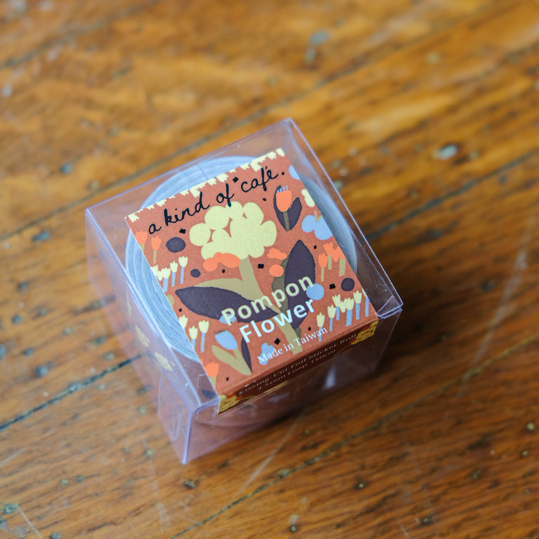 A Kind of Cafe Label Roll Sticker - Pompon Flower Foil Stamp Sticker