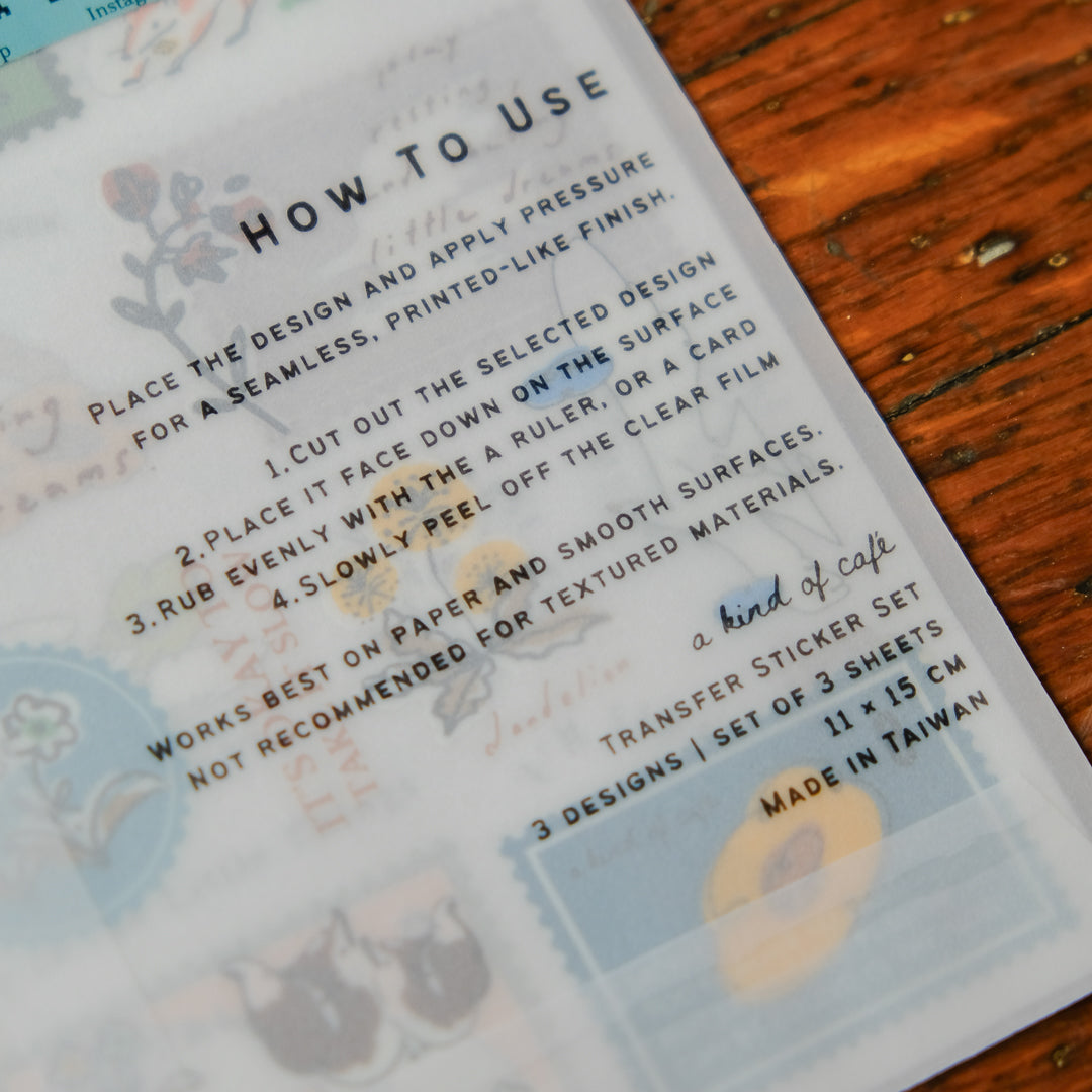 A Kind of Cafe Transfer Stickers - TTL Postal