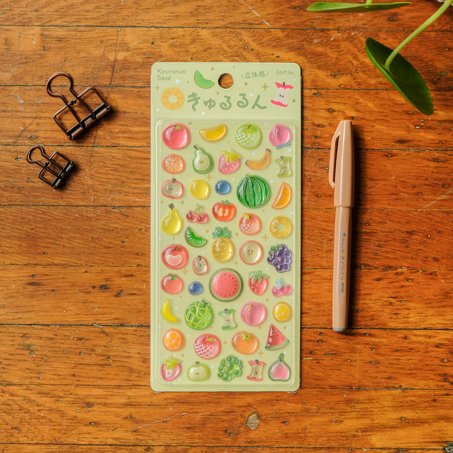 BGM Foil Stamped Kyururun 3D Stickers - Fruits