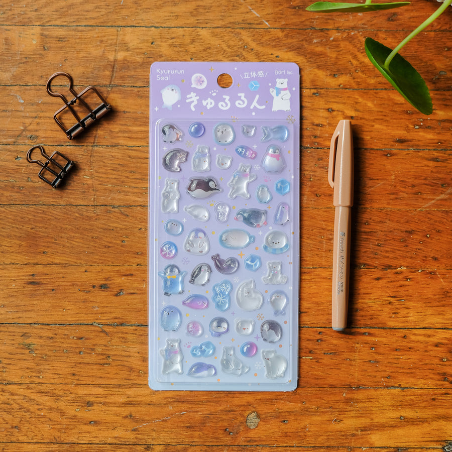 BGM Kyururun 3D Sticker Foil Stamped - Ice and Snow Animals