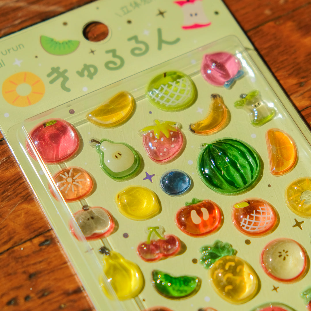 BGM Foil Stamped Kyururun 3D Stickers - Fruits