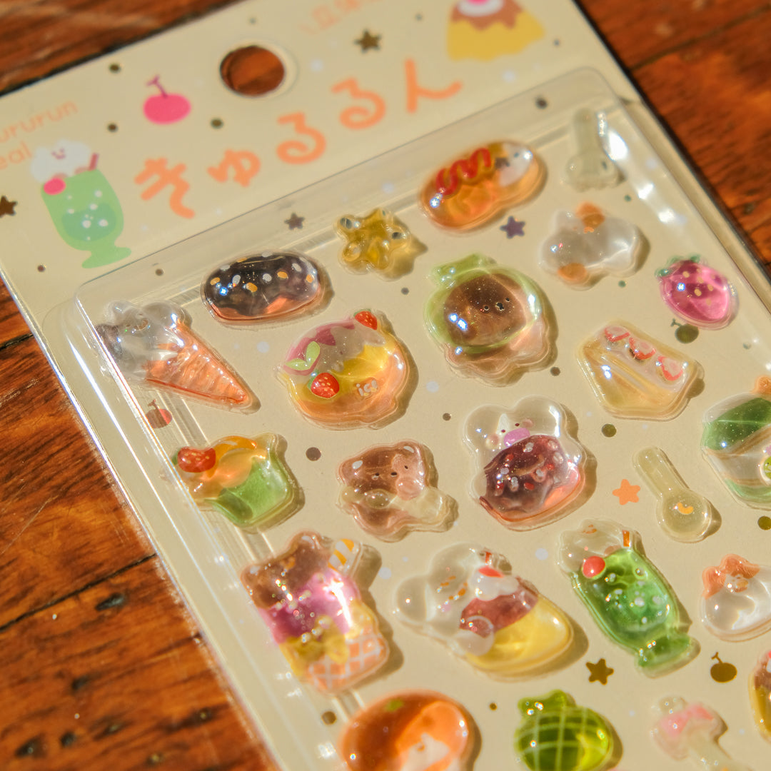 BGM Foil Stamped Kyururun 3D Stickers - Fun Cafe