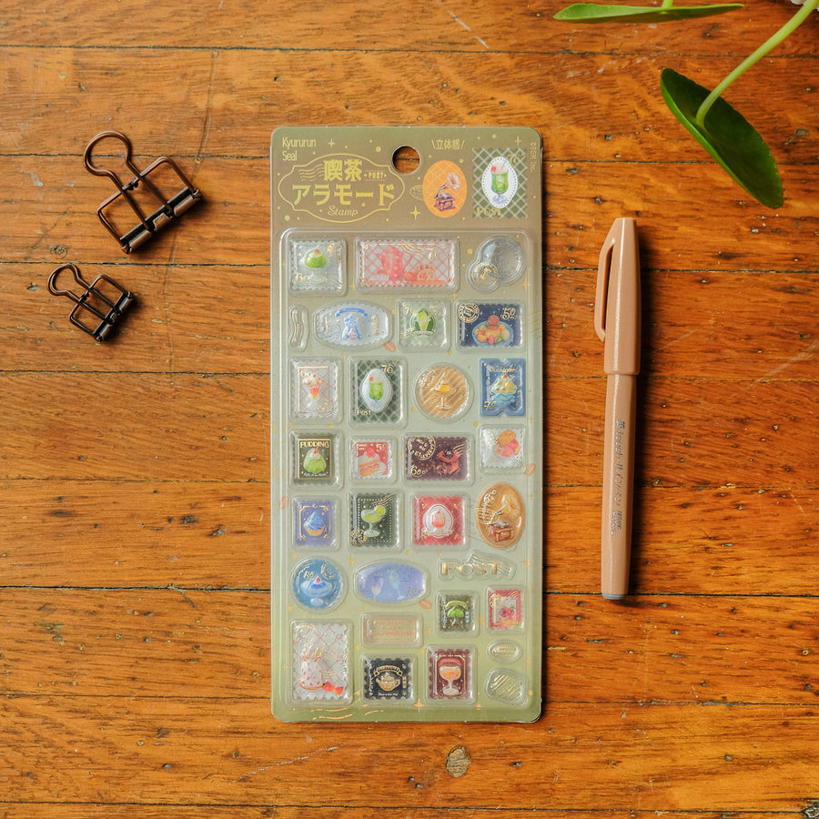 BGM Foil Stamped Kyururun 3D Stickers - Coffee a la mode Post Office