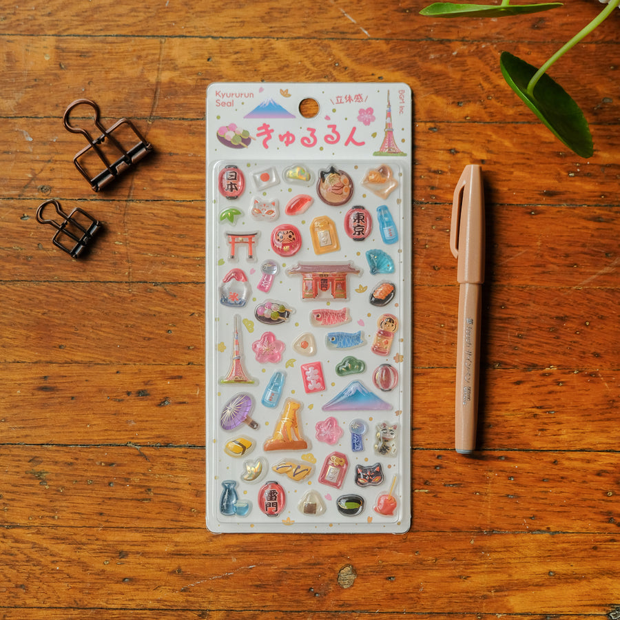 BGM Foil Stamped Kyururun 3D Stickers - Tokyo