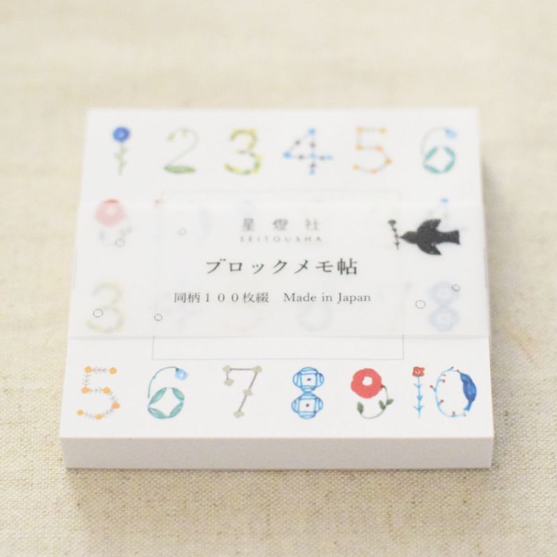 Seitousha Block Memo Pad - Flower Figures Light Blue BM-025