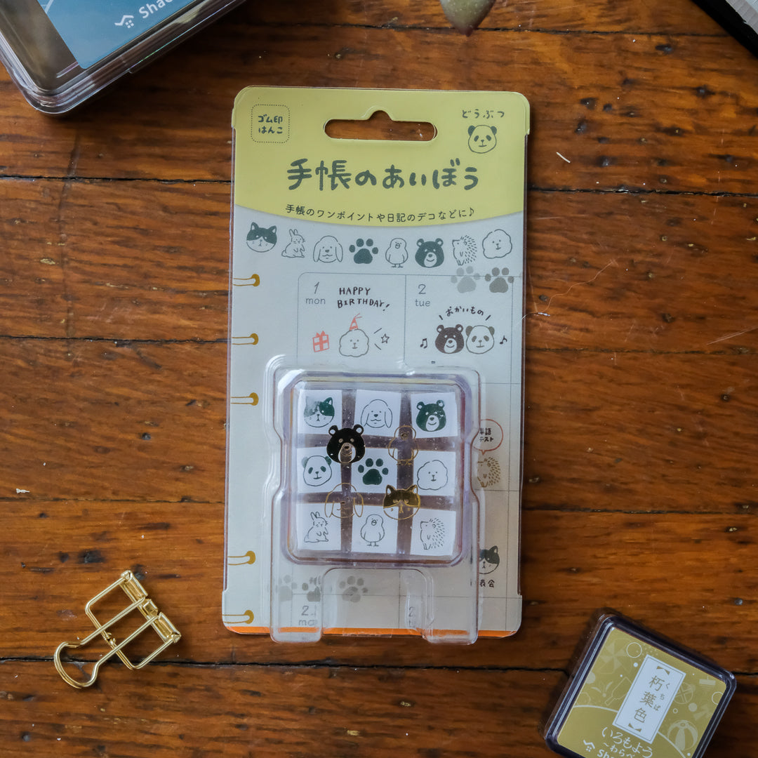 Beverly Aibo 9pc Mini Rubber Stamp Set - 113 Animals