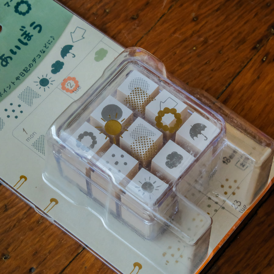 Beverly Aibo 9pc Mini Rubber Stamp Set - 110 Mark