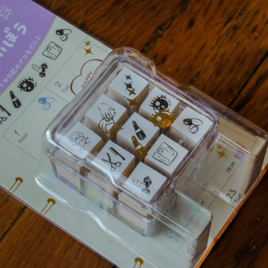 Beverly Aibo 9pc Mini Rubber Stamp Set - Beauty