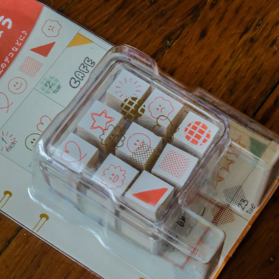 Beverly Aibo 9pc Mini Rubber Stamp Set - One Point