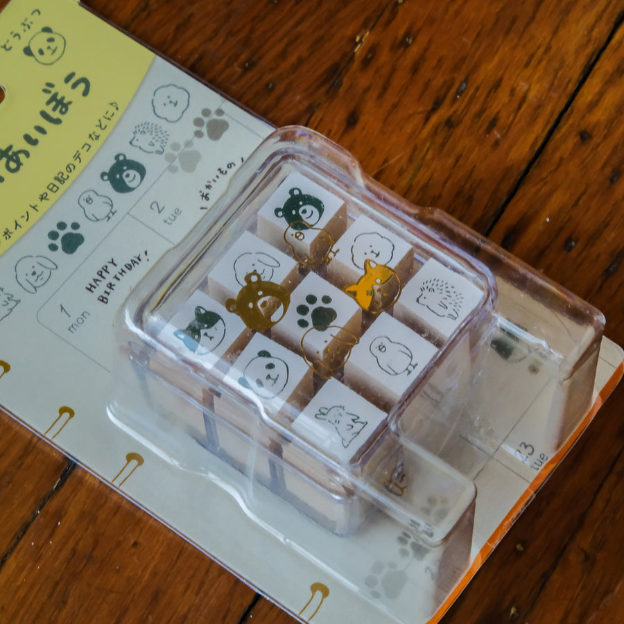 Beverly Aibo 9pc Mini Rubber Stamp Set - 113 Animals