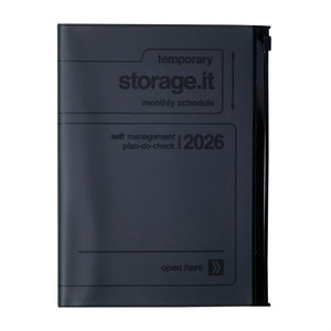 2026 Mark’s Storage.it Monthly Block A5 Planner (December Start) - Black