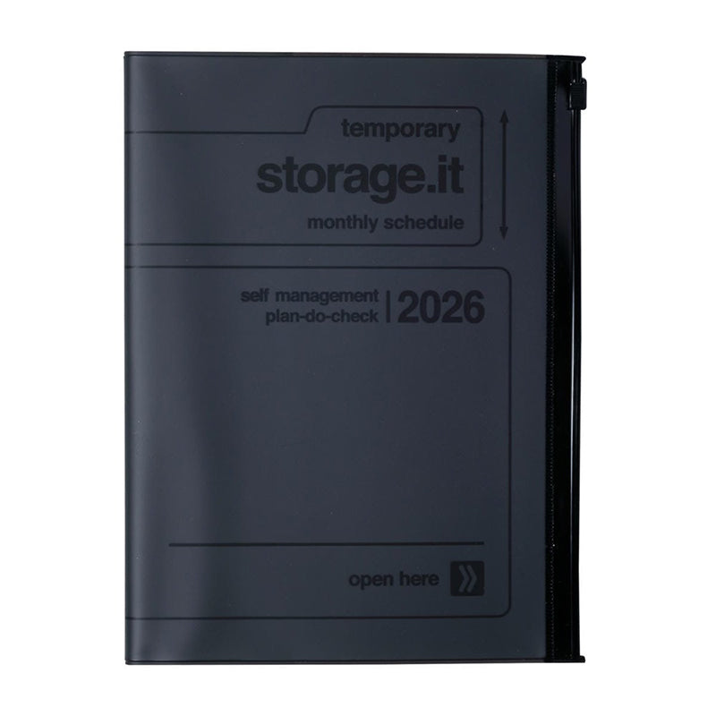 2026 Mark’s Storage.it Monthly Block A5 Planner (December Start) - Black