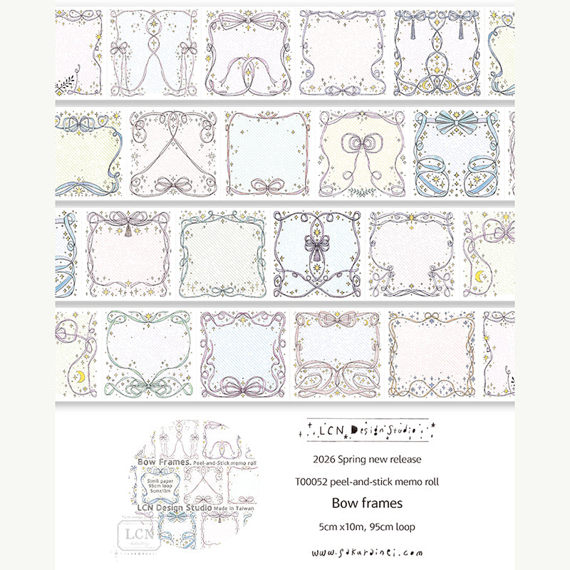 PRE ORDER: LCN Bow Frames Peel-and-Stick Memo Roll T00052