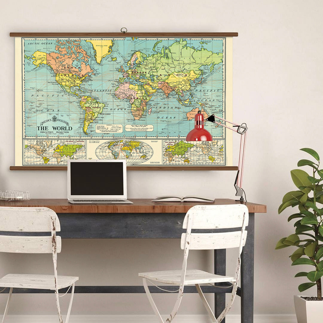 Cavallini Vintage Design School Chart - World Map
