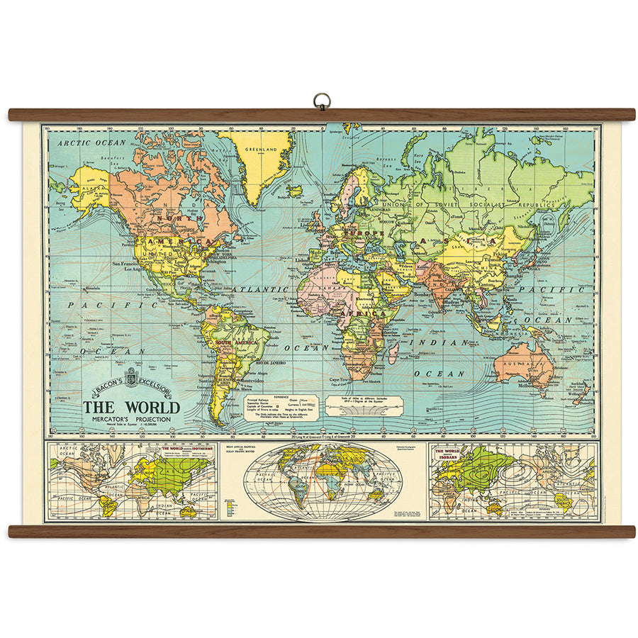 Cavallini Vintage Design School Chart - World Map