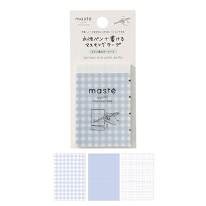 Maste Writeable Perforated Washi Tape Sheet - Gingham Check Blue