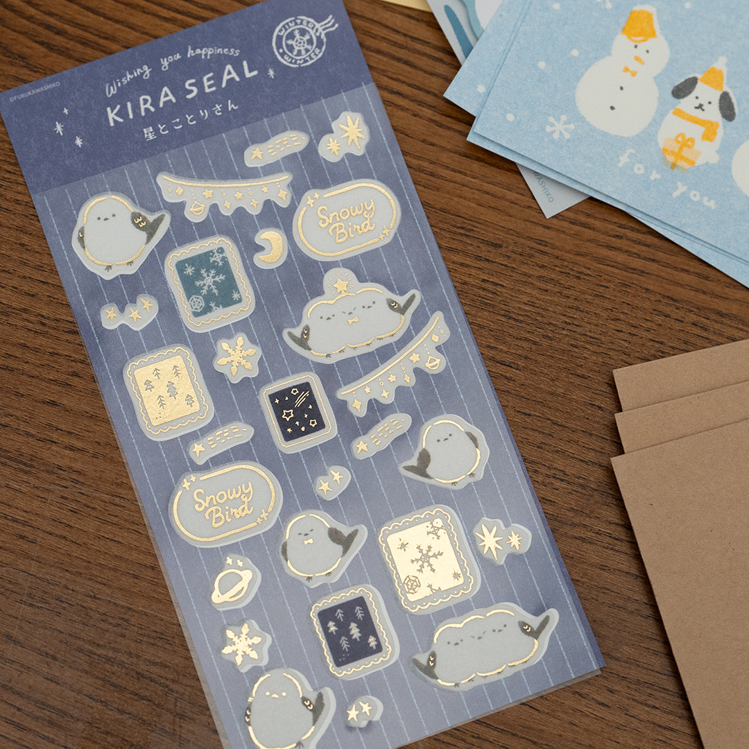 Furukawa Foil-Stamped Sticker Sheet - Star and Bird
