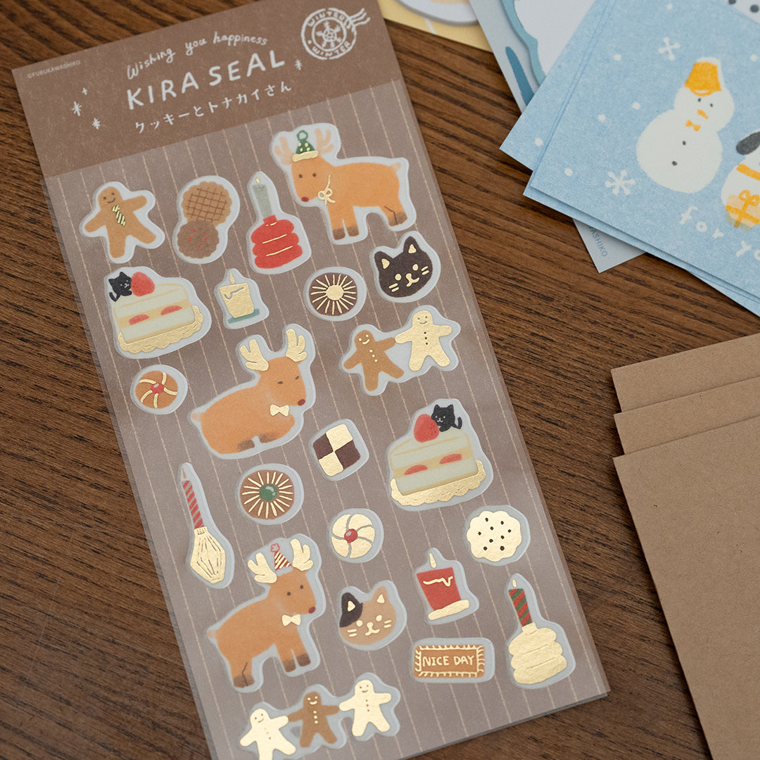 Furukawa Foil-Stamped Sticker Sheet - Cookies and Reindeer