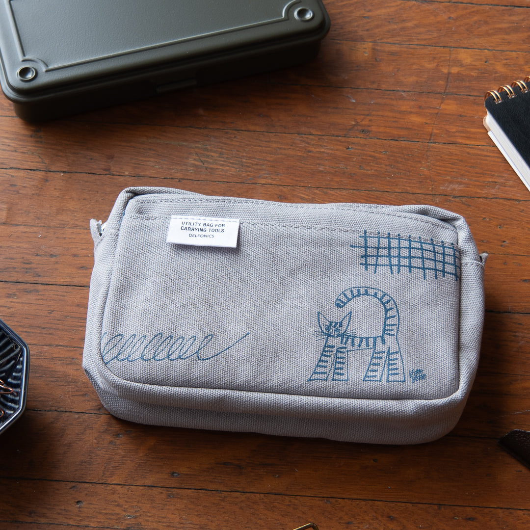 Delfonics Small Carrying Pouch - Light Grey Cat Yam Yam