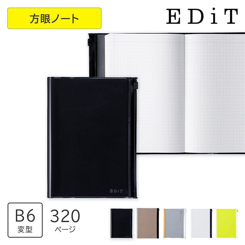 EDiT B6 Grid Notebook with Slide-Zip Pocket Cover - Clear