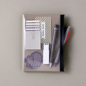 EDiT B6 Grid Notebook with Slide-Zip Pocket Cover - Light Latte