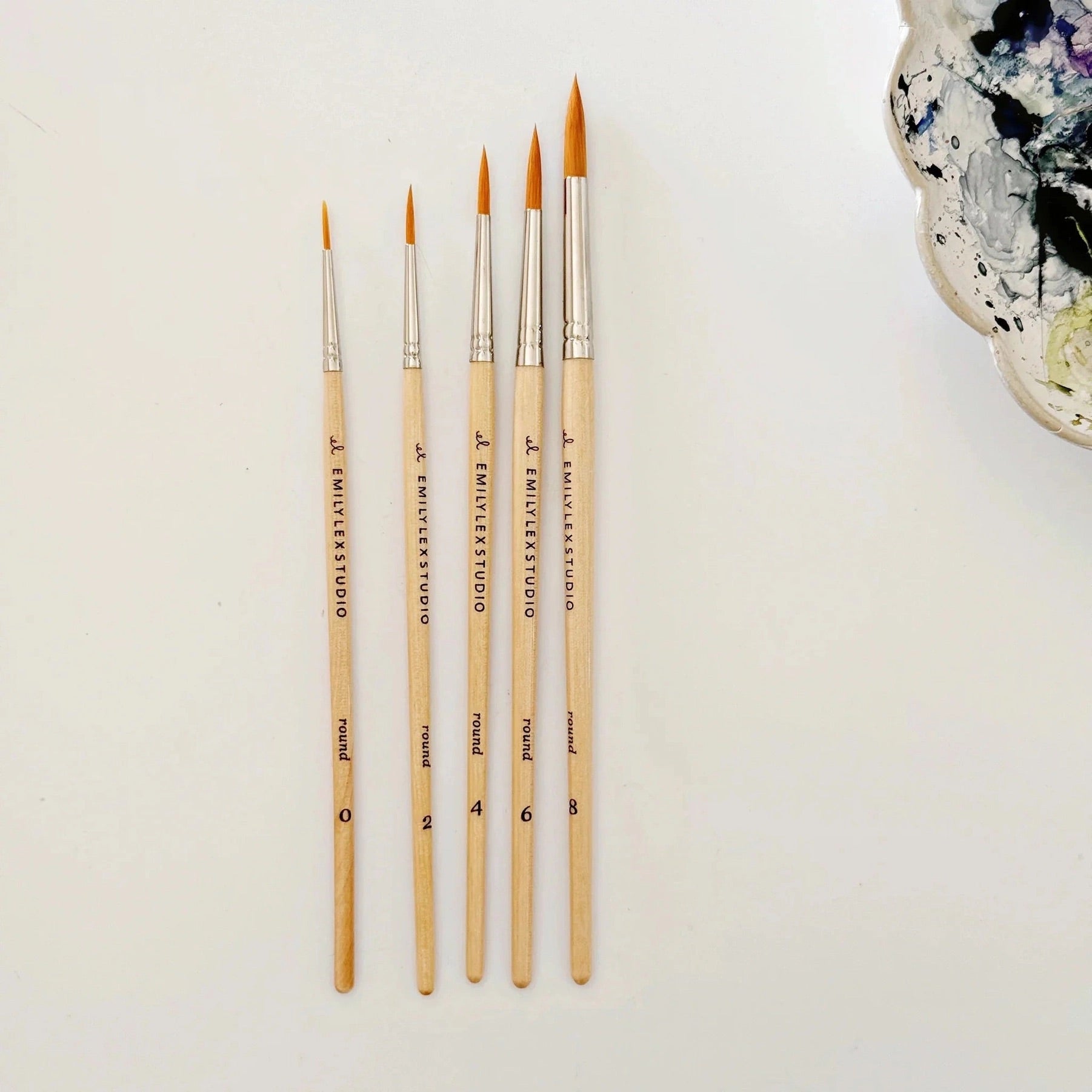 emily lex studio - Watercolor paintbrush set of 5 wood brushes