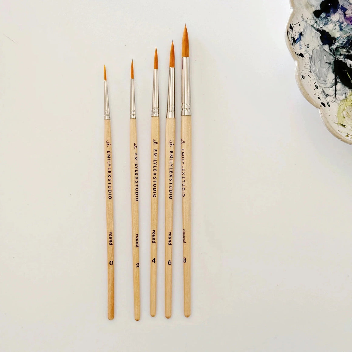 emily lex studio - Watercolor paintbrush set of 5 wood brushes
