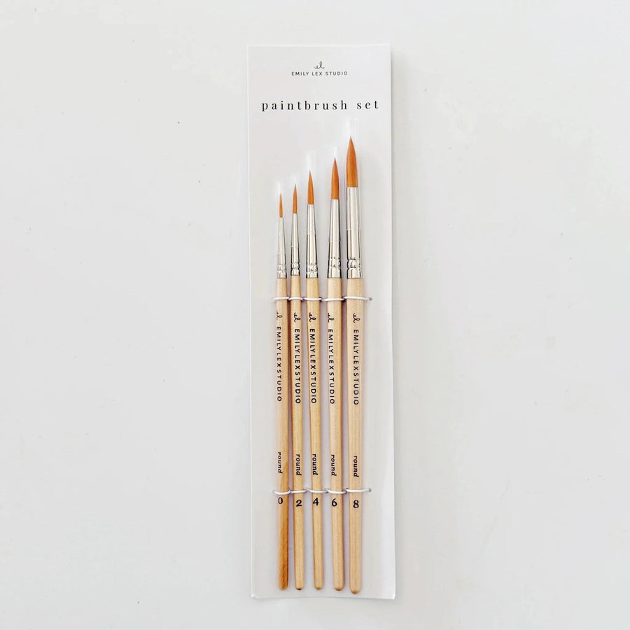 emily lex studio - Watercolor paintbrush set of 5 wood brushes