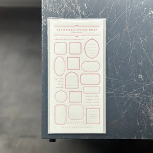OEDA Letterpress Sticker Sheet - Frame - Rose Pink