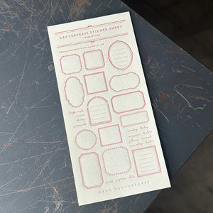 OEDA Letterpress Sticker Sheet - Frame - Rose Pink