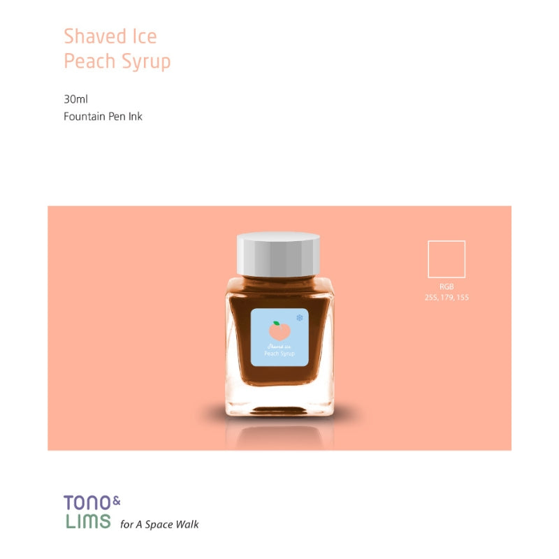 Tono & Lims Fountain Pen Ink - Shaved Ice - Peach Syrup