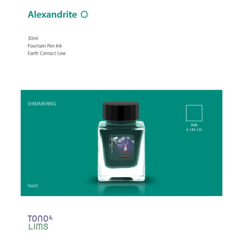 Tono & Lims Fountain Pen Ink - Earth Contact - 021-2 Alexandrite ☀ Green