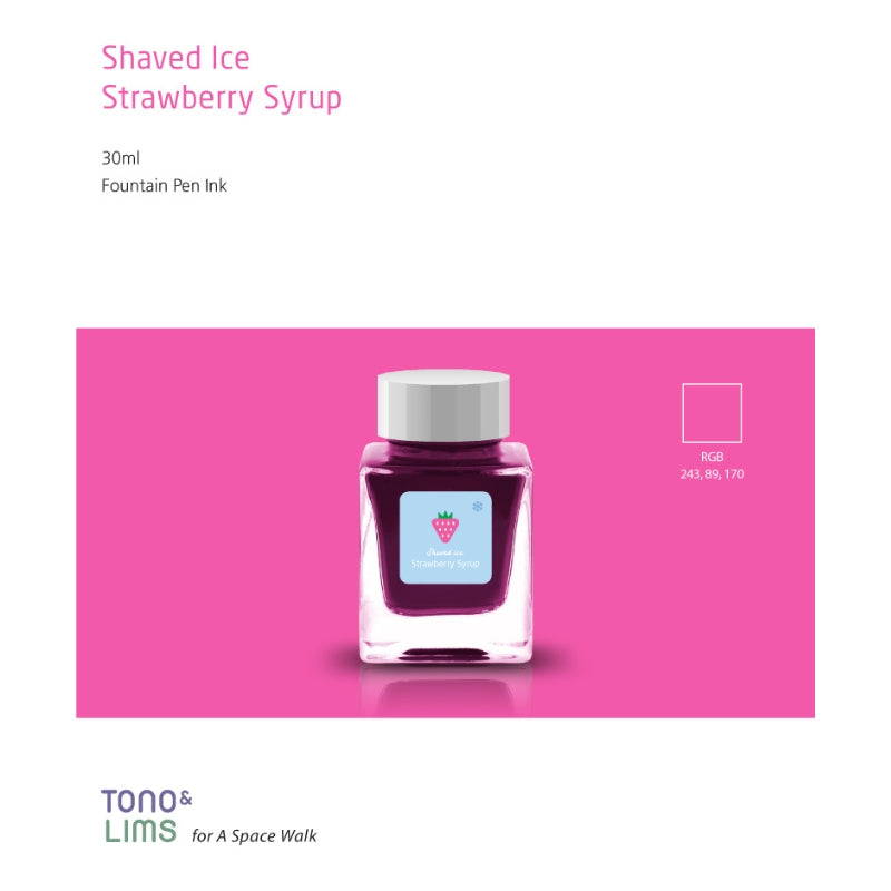 Tono & Lims Fountain Pen Ink - Shaved Ice - Strawberry Syrup