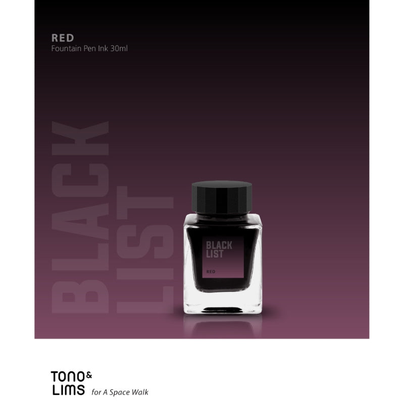Tono & Lims Fountain Pen Ink - BLACK LIST - Red
